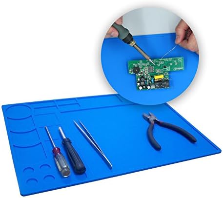 Soldering Mat/Pad Silicone Heat Resistant Mat 932°F Hot Air Rework Mat / Pad Welding Mat Anti-static Desk Mat/Pad Electronics Repair 13.2 x 9.25 Inches(Blue)