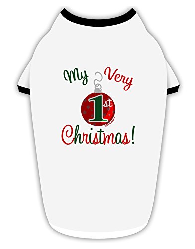 TooLoud My Very 1st Christmas Cotton Dog Shirt White with Black Medium