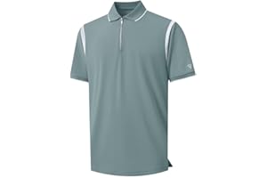 M MAELREG Polo Shirts for Men Short Sleeve Casual Dry Fit Lightweight Performance Moisture Wicking Zipper Mens Golf Shirts