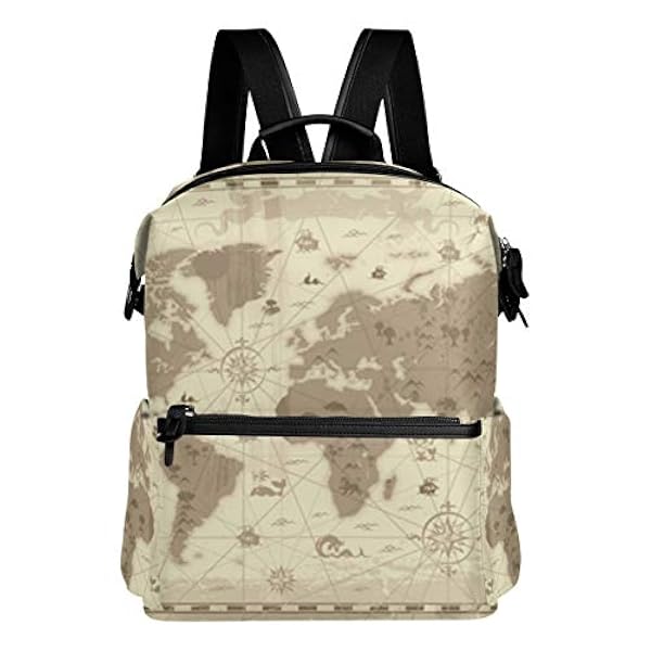 KIMDFACE zaino,Mappa retrostilata World Mountains Fantasy Monsters,Borse per  laptop Borsa a tracolla con stampa
