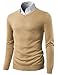 H2H Mens Casual Slim Fit Pullover Long Sleeve Solid V-neck Sweater