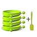 Silicone Egg Rings by Ozetti - FREE Spatula and Recipes Included - Professional Non-Stick BPA-Free Silicone - Non Stick Mold Ring Round GREEN (4 - PACK)