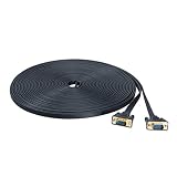 DTECH Slim Flat Long Computer Monitor VGA Cable 65 FT 15 Pin Male to Male Cord Adapter - 20m - Black