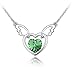 Mqueen Peridot Green Angel Wing With Open Heart Pendant Necklace