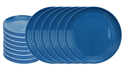 Handi-Ware Bulk Multi-Pack Melamine Blend 10.3" Wave Rim Dinner Plate - Break-Resistant - Indoor/Outdoor Party Plates - Large Gatherings - by Unity (48, Blue)