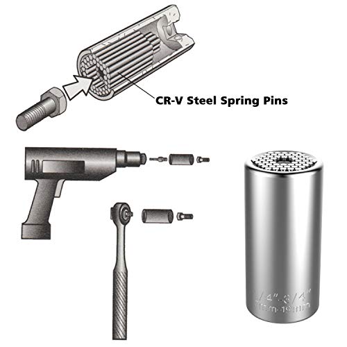 Christmas Gifts for Men,Universal Socket Wrench (7-19mm),Multi-Function Grip,Ratchet Tool Set,Power Drill Adapter,Tools Gifts for Dad,Father,Men,Him,Husband,Boyfriend,DIY Handyman,Women,Birthday Gift