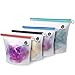 Reusable Silicone Food Storage Bags (1 Large 50 Oz + 3 Small 30 Oz) | Airtight Reusable Ziplock Bags BPA Free - Microwave, Freezer and Dishwasher Safe | Food Grade Zip Top Containers