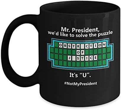 Anti Trump Coffee Mug - Funny Democrat Gift 11oz Black Ceramic Tea Cup. Excellent Political Present for Birthdays Anniversaries. Set of 1. Resist!