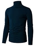 H2H Mens Turtleneck Sweater - 100% Cashmere Navy US