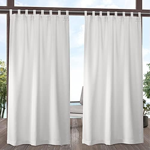 Exclusive Home Cabana Solid Indoor/Outdoor Light Filtering Hook-and-Loop Tab Top Curtain Panel Pair, 54"x96", Vanilla (Pack of 6) Image