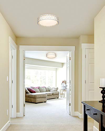 Flush Mount Light Fixture, VICNIE 12 inch 15W 1100 Lumens LED Ceiling Lights, Dimmable 3000K Warm White, ETL Listed for Kitchen, Hallway, Bedroom, Stairways (Metal Body and Acrylic Shade)