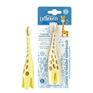 Dr. Brown’s Infant-to-Toddler Training Toothbrush, Soft for Baby’s First Teeth, Giraffe, BPA Free, 0-3 Years