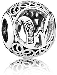 Angelbeads Vintage W Clear CZ Charm Fit Pandora Bracelet 925 Sterling Silver Charm
