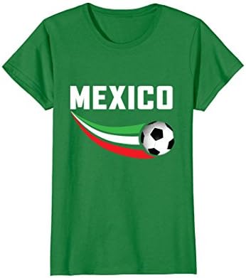 Womens Mexico Flag Soccer Ball Sports Apparel TriColor Gift T-Shirt Medium Kelly Green