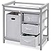 Costzon Baby Changing Table, Infant Diaper Changing Table Organization, Diaper Storage Nursery Station with Hamper and 3 Baskets (Gray+White)