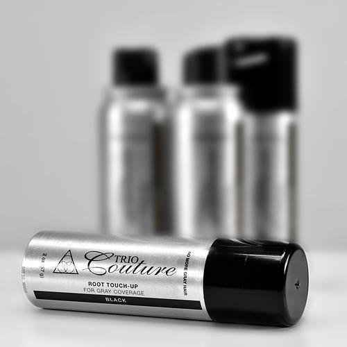 Trio Couture Hair Root Cover Up - Touch Up Gray Concealer Spray - 2 oz (Black)