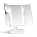 Gotofine LED Lighted Makeup Mirror, Tri-Fold Natural Bright Light Vanity Mirror With adjustable 3.5 Inches 10X Magnification Spot Mirror, Wide View / Movable / Two Power Supply Mode