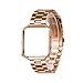Wearlizer Compatible for with Fitbit Blaze Band Men Lux Band Accessories Metal Link Bracelet Replacement Strap Metal Frame Replacement Fitbit Blaze Rose Gold