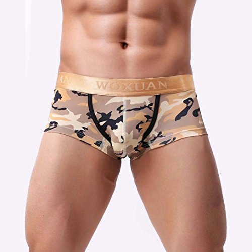 Paymenow Mens Underwear, Clearance Sexy Trunk Boxer Underpants Thong Stretch Low-Rise Boxer Briefs (Yellow, XL)