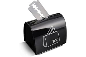 THE GROOMING SOCIETY Razor Blade Storage Bank & Disposal Case, Mail Box for Used DE Safety Razor Blades (Black)