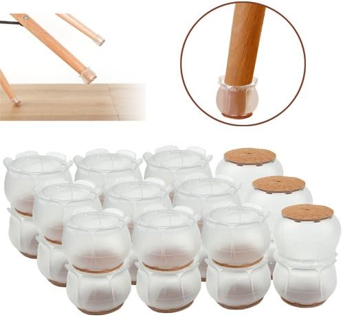 TOVOT 24 PCS Furniture Table Feet Covers ,Chair Leg Floor Protectors, Silicone Caps with Felt Pads, Furniture Carpet Saver Fit for for 34-38 mm/1.33"-1.49"