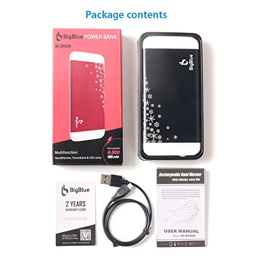 BigBlue 6000mAh Rechargeable Hand Warmer 3-in-1 Black - Thumbnail 7