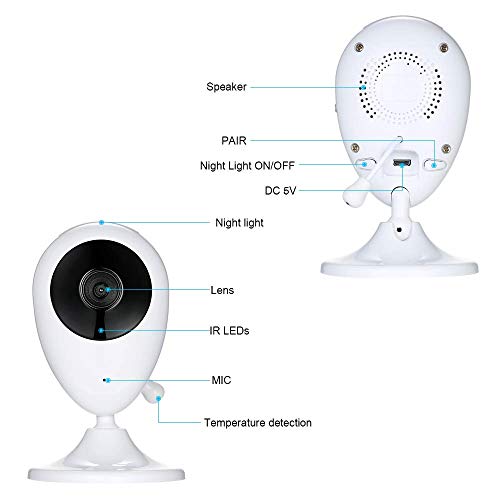 Baby Monitor, VIBOOS 2.4" LCD Video Baby Monitor with Digital Camera, Night Vision, Two-Way Audio, Temperature Sensor, Lullabies, Wide Range and Long Battery Life - Thumbnail 2