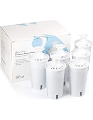 Max Strength Pro Replacement Water Filters 6pc Set Fits Brita Pitchers & Dispensers, 6 Month Filter Supply, BPA Free, Fits Brita Classic, Mavea Classic, Atlantis, Bella, Slim, Soho & Many More!