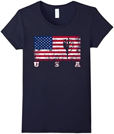 Women's American Flag Rhythmic Gymnastics Shirt Small Navy