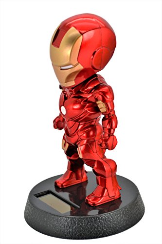 Solar Powered Bobble Head Figure Car Dashboard Accessories Office Home Ultra Detail Doll (Iron Man)