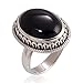 Chuvora 925 Oxidized Sterling Silver Natural Black Onyx Gemstone Oval Rope Edge Vintage Band Ring Size 8