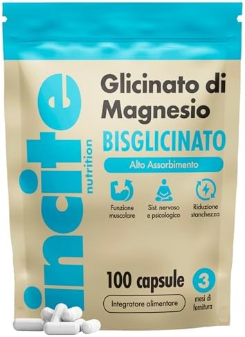 Integratore al Magnesio Bisglicinato – 500 mg – Qualità Premium – 100 Capsule Naturali e Vegane (Fornitura per 3 Mesi) ad Alta Concentrazione con la Massima Biodisponibilità