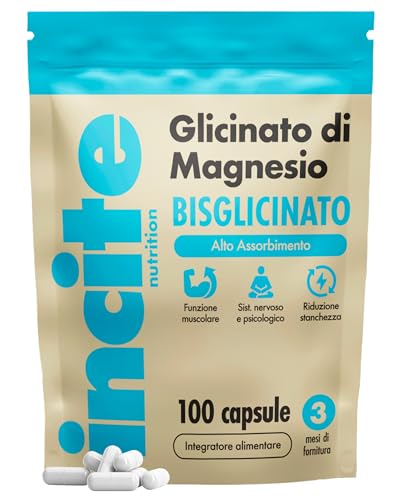 Integratore al Magnesio Bisglicinato – 500 mg – Qualità Premium – 100 Capsule Naturali e Vegane (Fornitura per 3 Mesi) ad Alta Concentrazione con la Massima Biodisponibilità