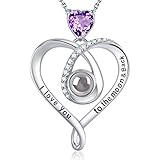 Sterling Silver Amethyst I Love You Necklace 100