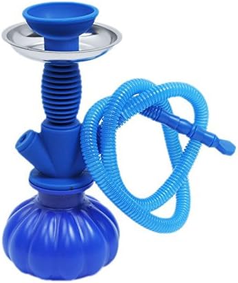 Babilon 9.1" Premium Shisha Hooakh Complete Set One Hose Narguile Silicone Plastic Hookah (Blue)