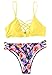 SweatyRocks Women's Bikini Set Yellow Floral Print Criss Cross Bathing Suit, Yellow, Medium