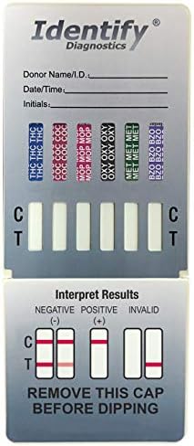 15 Pack Identify Diagnostics 6 Panel Drug Test Dip - Testing Instantly for 6 Different Drugs THC, COC, MOP, OXY, MET, BZO ID-CP6-DIP (15)