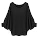 Phoenix Womens Oversized Batwing Knitted Pullover Loose Sweater Tee Tops, Black One Size