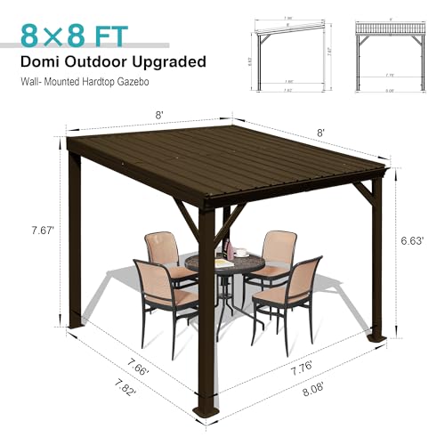 Domi 8x8FT Lean-To Gazebo Review: Wall-Mounted Hardtop Shelter with Drainage image 8