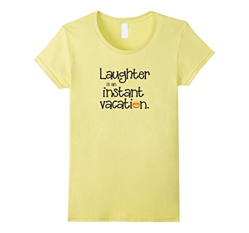 Women’s “Laughter is an Instant Vacation” – Happy Yoga T-shirt XL Lemon
