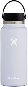 Hydro Flask Water Bottle - Stainless Steel & Vacuum Insulated - Wide Mouth 2.0 with Leak Proof Flex Cap - 32 oz, Fog