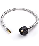 SHINESTAR 24inch 1/4in Inverted Stainless Braided RV Propane Hose, Type1 Connection
