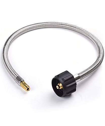 SHINESTAR 24inch 1/4in Inverted Stainless Braided RV Propane Hose, Type1 Connection