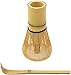 Bamboo Whisk (Chasen) and Hooked Bamboo Scoop (Chashaku) - Matcha Tea Whisk for Matcha Tea Preparation - MATCHA DNA Brand - Traditional Matcha Whisk Made from Durable and Sustainable Golden Bamboo