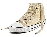 DADAWEN Girl's Boy's Canvas Sequin Lace Up High-Top Fashion Sneakers (Toddler/Little Kid/Big Kid)