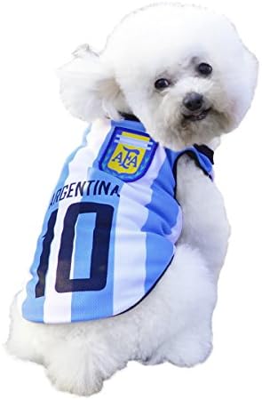 SymbolLife Dog Clothes Football T-shirt Dogs Costume National Soccer World Cup FIFA Jersey for Pet Argentina