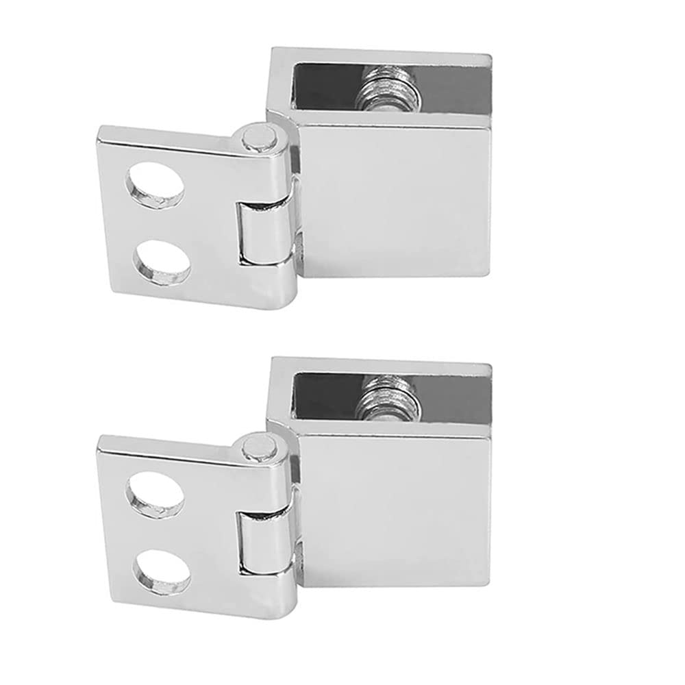 2 Pieces Glass Door Hinges No Drilling Pivot Hinge 0 Degree Zinc Alloy Single Clamp for Bathroom Kitchen Cabinet Shower 5-8mm Thickness