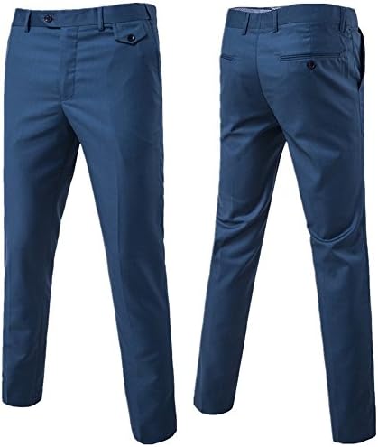 LOG SWIT Men Slim Fit Summer Business Formal Suit Pants Wedding Bridegroom Trousers Blue 5XL