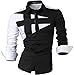 jeansian Men's Slim Long Sleeves Casual Button Down Dress Shirt 8397 Black L