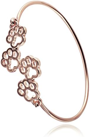 Dog and Cat Four Paw Print Animal Hook Opening Bracelet Jewelry